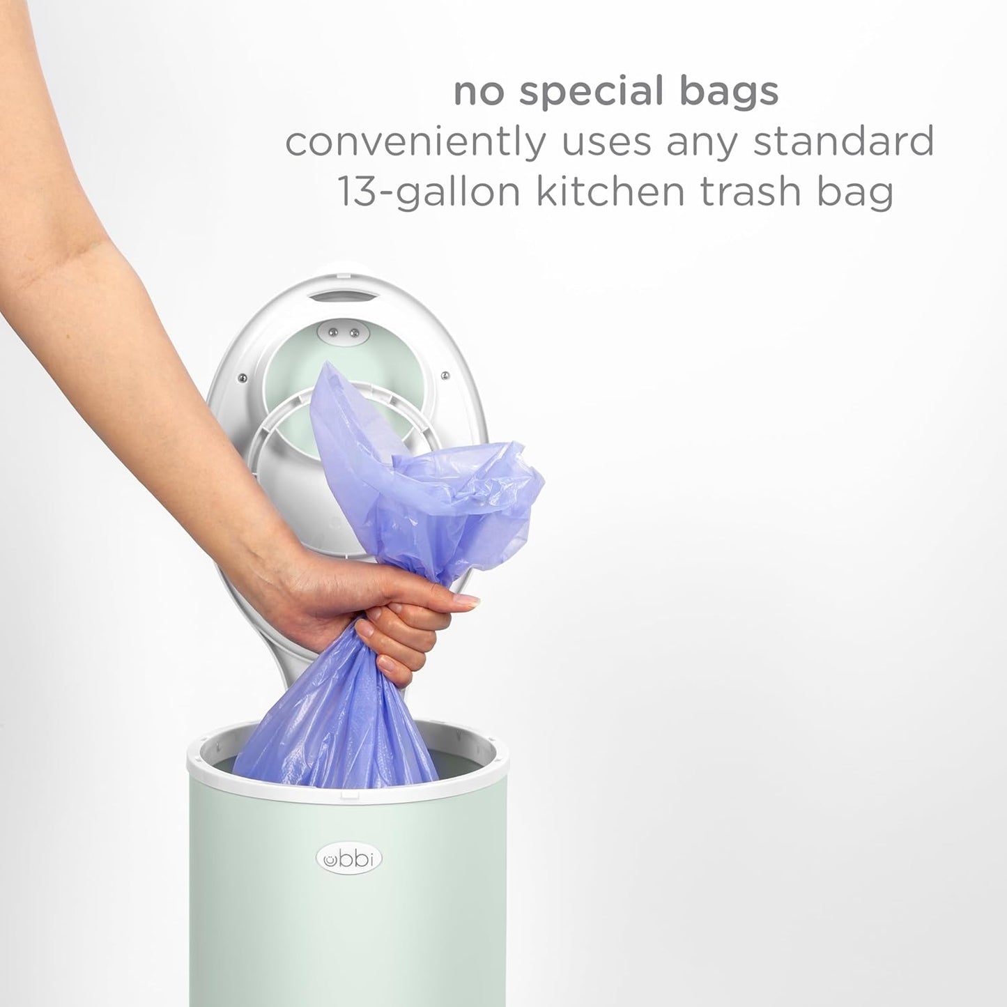 Ubbi Steel Diaper Pail - Odor Locking Design, No Special Bag Needed | Award-Winning Sage Green