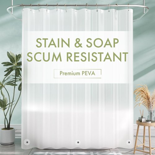 AmazerBath Shower Liner, 72x78 Plastic Frosted Shower Curtain Liner, PEVA Cute Shower Curtain Liners, Vinyl Waterproof Shower Curtain Liner with 3 Magnets, Lightweight Shower Curtains for Bathroom