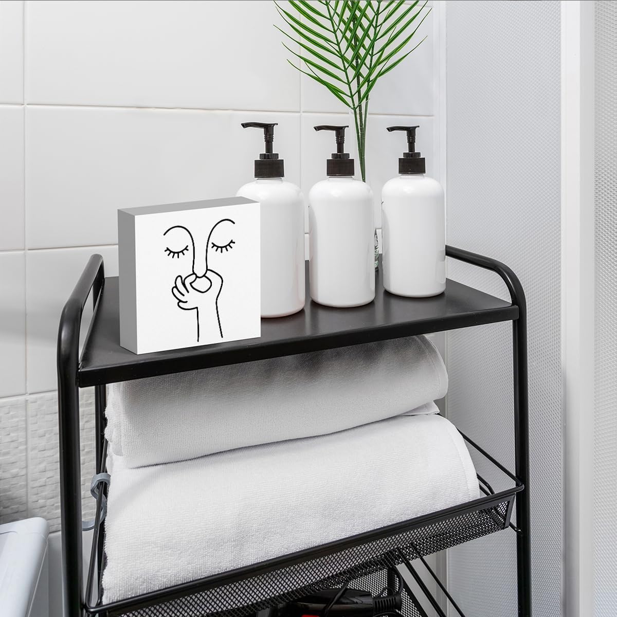 Regine Switzerland Funny Bathroom Decor - Black & White Boho Sign for Home & Dorm Room | Wooden Box Decoration