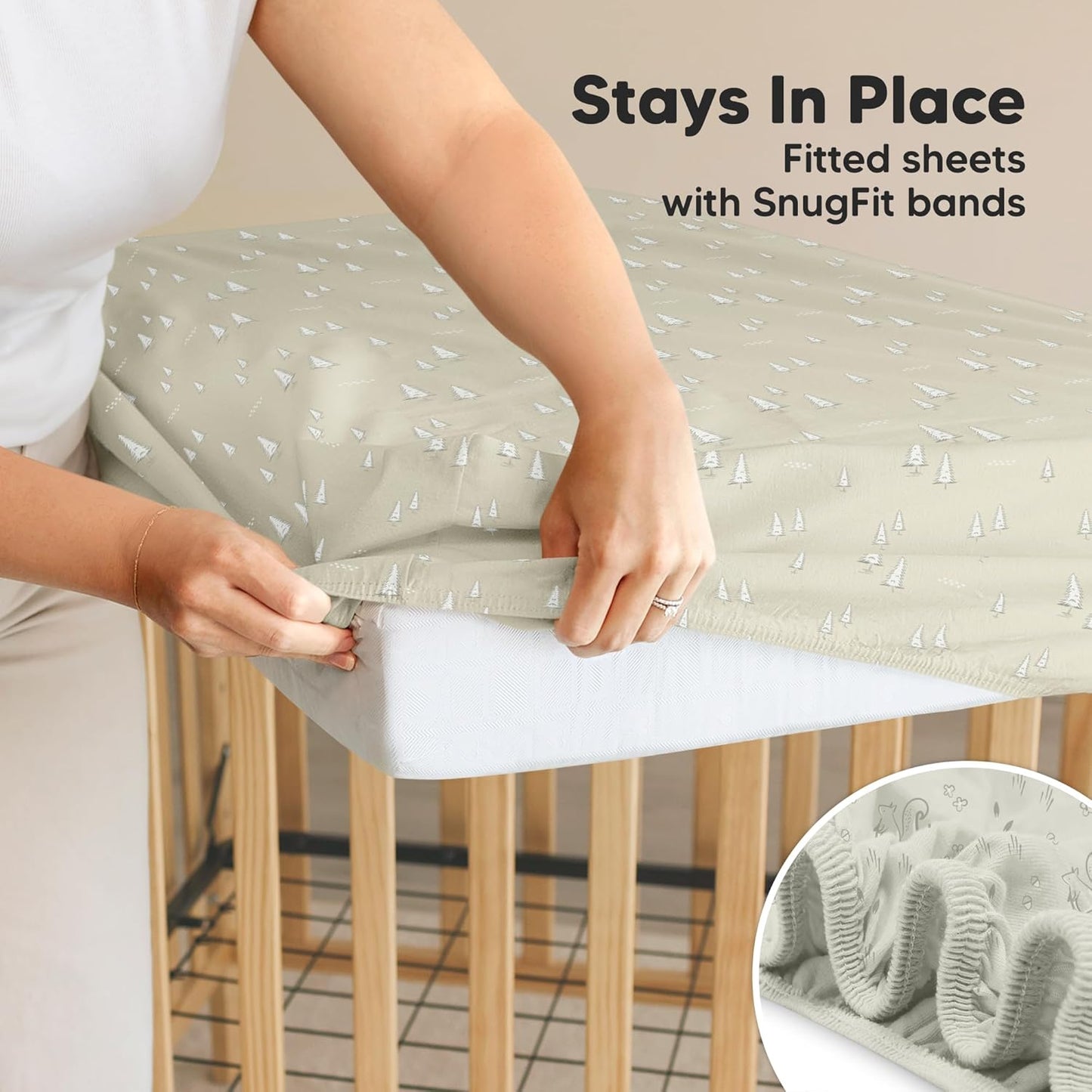 Regine Switzerland 2-Pack Waterproof Crib Sheets - Organic Cotton, Soft & Durable, 52x28 for Boys & Girls