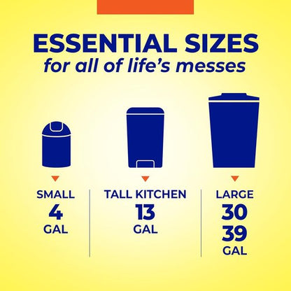 Hefty Essentials 30 Gallon Trash Bags - 56 Count Bulk Black Garbage Bags for Large Items | Scent Free