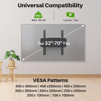 USX MOUNT TV Wall Mount - Dual Articulating Arms for 32-74 Inch Flat Screen | Swivel & Tilt Features