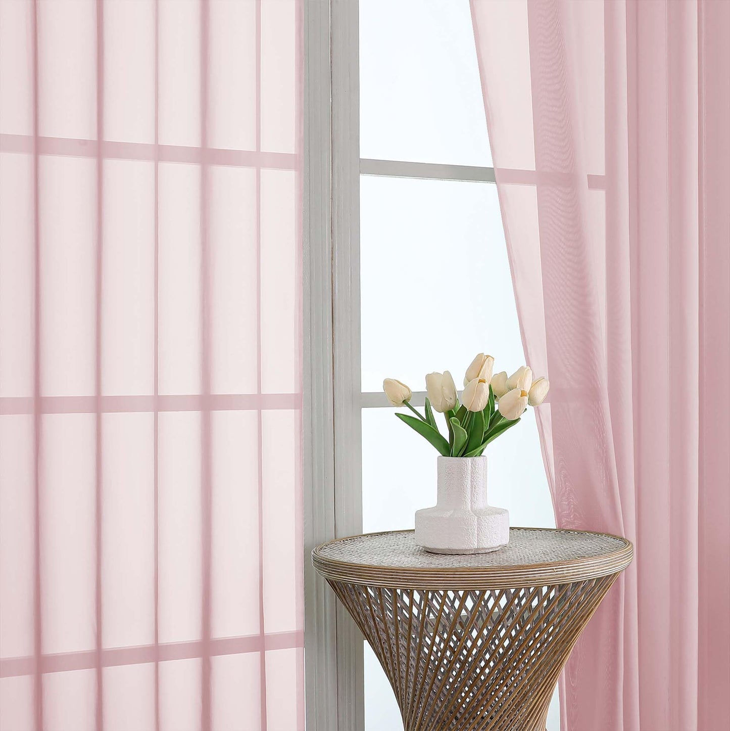 OWENIE Blush Sheer Curtains 72 Inches Long 2 Panels Set, Transparent Voile Sheer Curtain for Living Room Bedroom Window Sliding Glass Door Treatment, 59 x 72 Inch, Blush