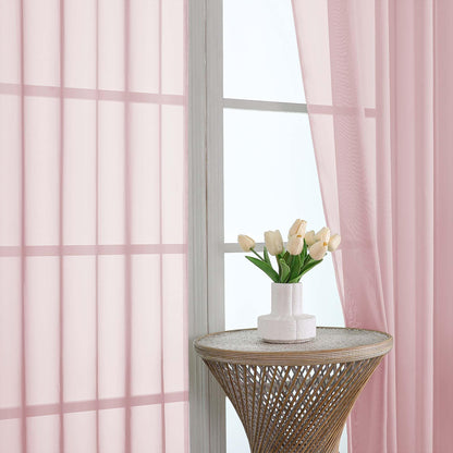 OWENIE Blush Sheer Curtains 72 Inches Long 2 Panels Set, Transparent Voile Sheer Curtain for Living Room Bedroom Window Sliding Glass Door Treatment, 59 x 72 Inch, Blush