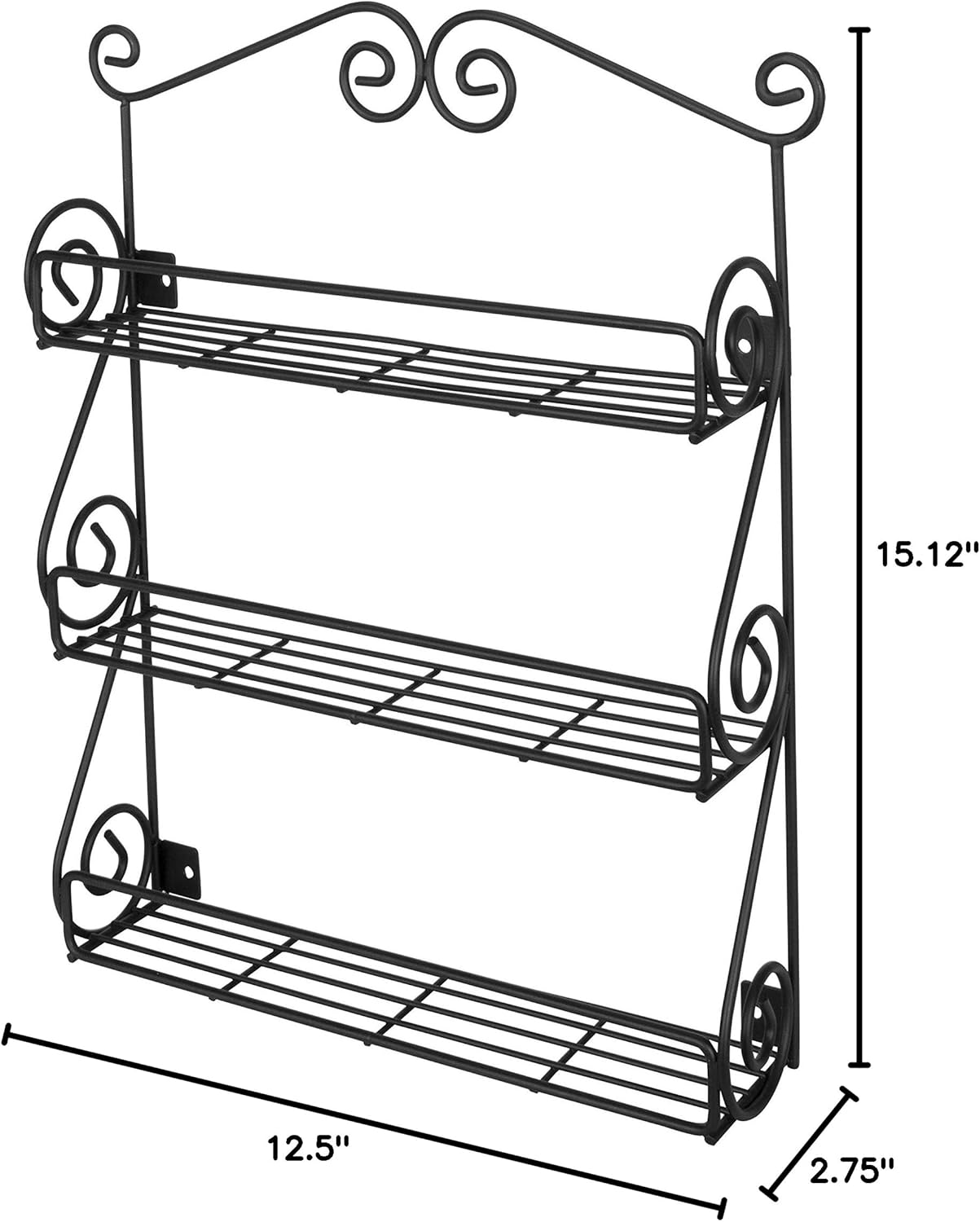 Spectrum Diversified 3-Tier Wall-Mounted Spice Rack Organizer - Stylish Storage for Kitchen & Beauty Products