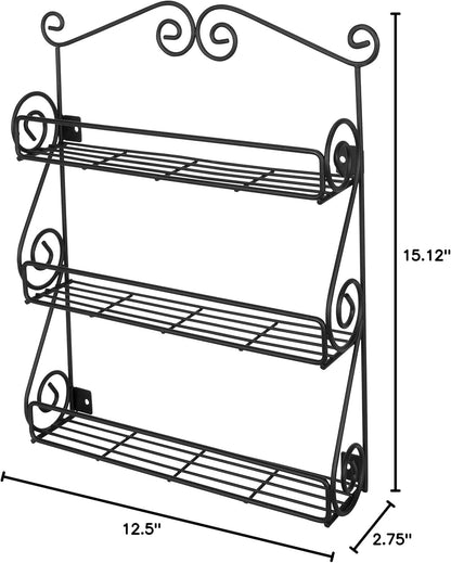 Spectrum Diversified 3-Tier Wall-Mounted Spice Rack Organizer - Stylish Storage for Kitchen & Beauty Products