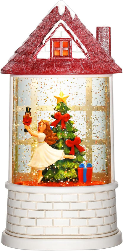 Priddop Nutcracker Snow Globe - Musical Ballerina Christmas Decoration | USB/Battery Powered, Glitter Swirl