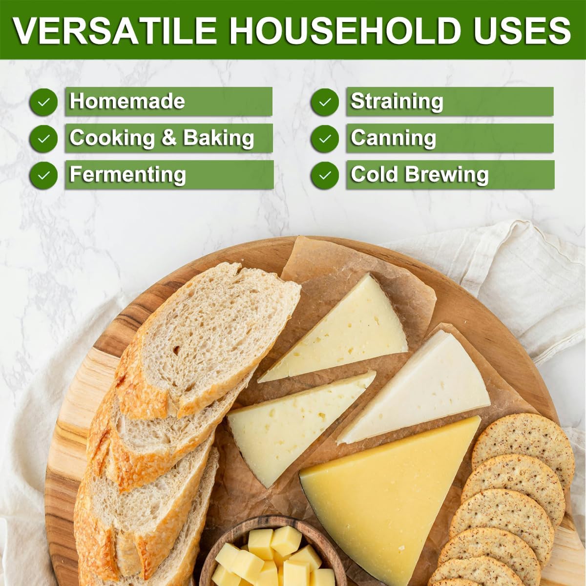 Skiennix Cheese Cloths - 100% Unbleached Cotton, 20x20 Inch, Reusable Fine Mesh for Straining & Cooking