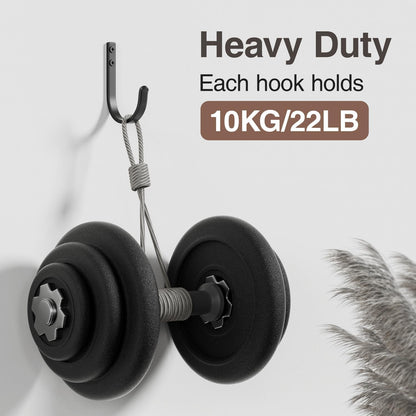 Skiennix Wall Hooks - 22LB Metal Hanger for Towel & Coat | 5 Pack, Black, Ideal for Outdoor & Indoor Use