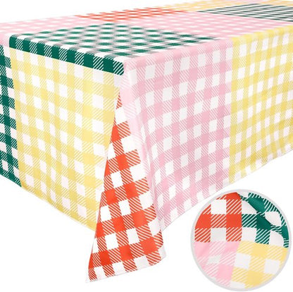 Fetti Gingham Checkered Tablecloth - Washable 9ft | Perfect for Bachelorette Parties & Baby Showers