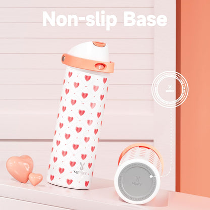 Meoky Stainless Steel Water Bottle - 24 Oz Leak-Proof Design with Straw & Spout Lid | Perfect Valentine's Day Gift for Her
