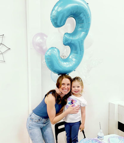 Pearlescent Blue Number 4 Balloon - 40 Inch Birthday Decoration for Girls & Boys
