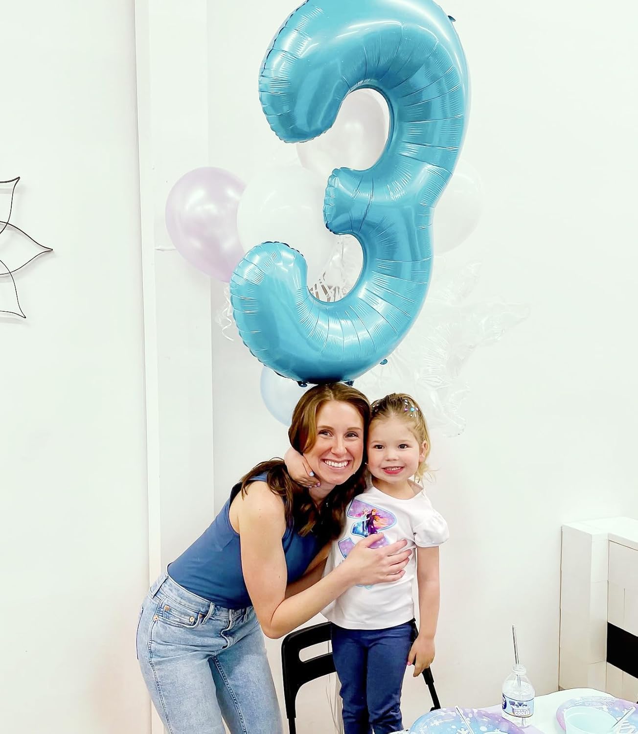 Pearlescent Blue Number 3 Balloon - 40 Inch Birthday Decoration for Kids & Adults