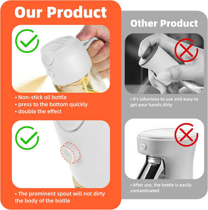 TrendPlain 16oz Glass Olive Oil Sprayer - 2-in-1 Dispenser Bottle for Cooking & BBQ - White