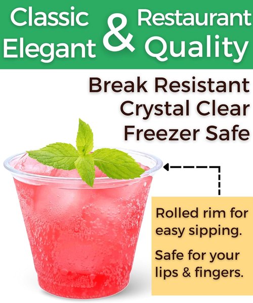 Aatriet 9 Oz Clear Plastic Cups - 50 Pack Elegant Disposable Wine Tumblers for Parties & Weddings