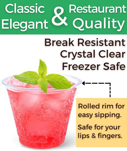 Aatriet 9 Oz Clear Plastic Cups - 50 Pack Elegant Disposable Wine Tumblers for Parties & Weddings