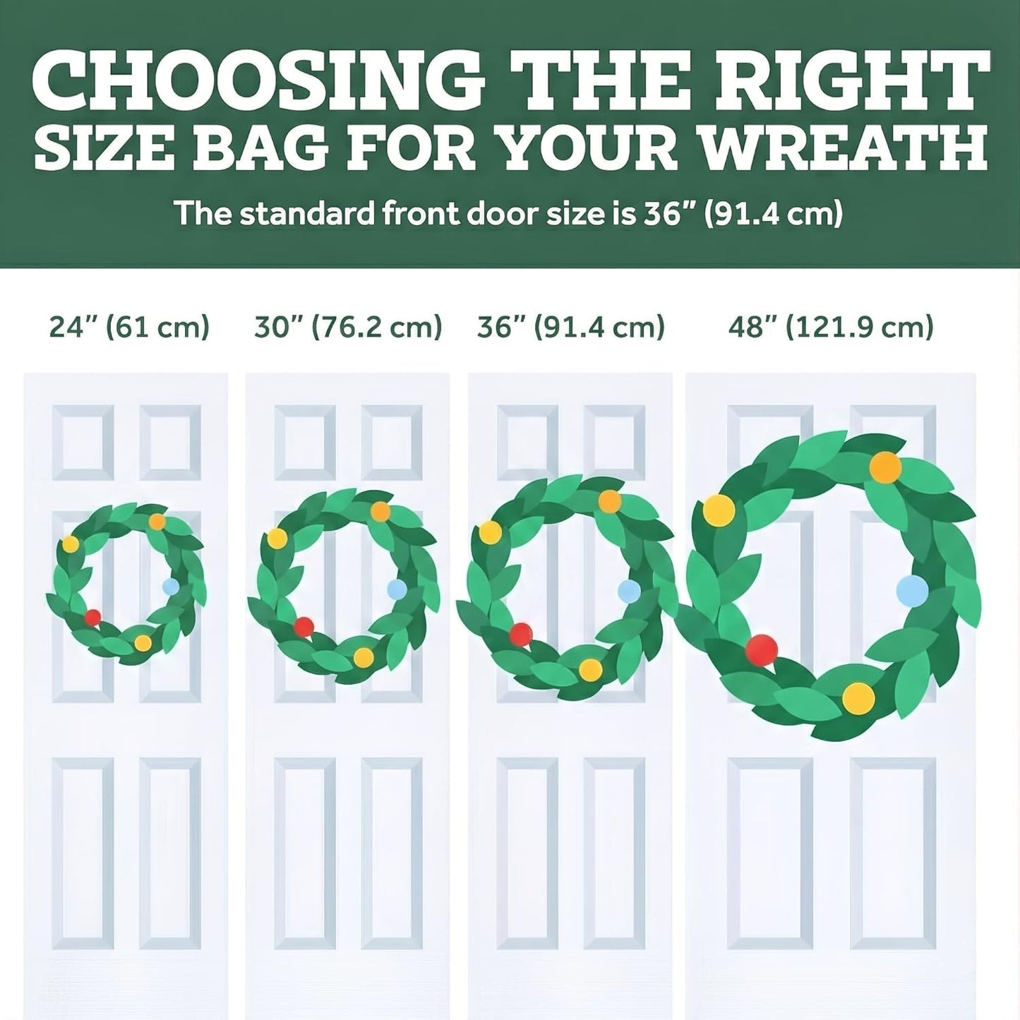 ZOBER Oxford Christmas Wreath Storage Container - 48 Inch Waterproof Wreath Bag with Dual Zippers & Strong Handles - Red