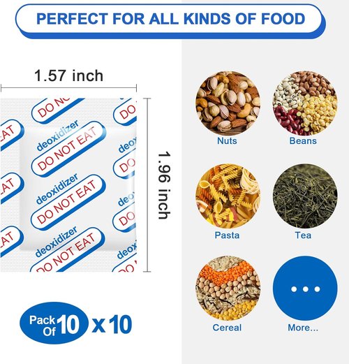 400cc Oxygen Absorbers - 100 Count for Long-Term Food Storage | Ideal for Mylar Bags & Canning