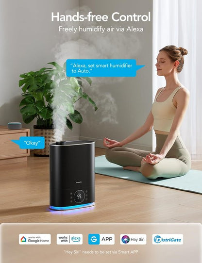 GoveeLife 7L Humidifiers for Bedroom, Smart Top-Fill Cool & Warm Mist Humidifier Large Room, Auto Mode, 70H Quiet Runtime for Baby Plants Nursery, App & Voice Control, RGB Nightlight, Humidity Sensor