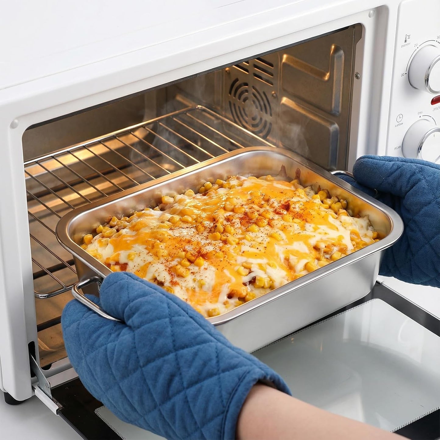 Skiennix 4 Inch Extra Deep Lasagna Pan - Stainless Steel Baking Dish with Lid & Handles | 14x10.6 Inch