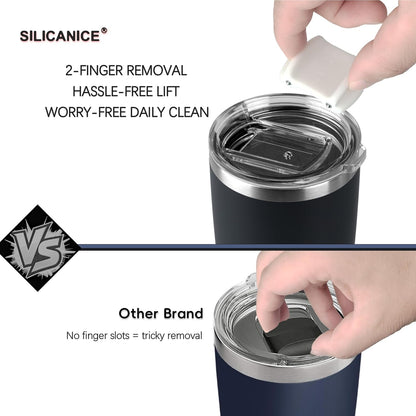 Skiennix Coffee Tumbler - 20 oz Double Wall Stainless Steel Travel Mug with Slider Lid | Navy Blue