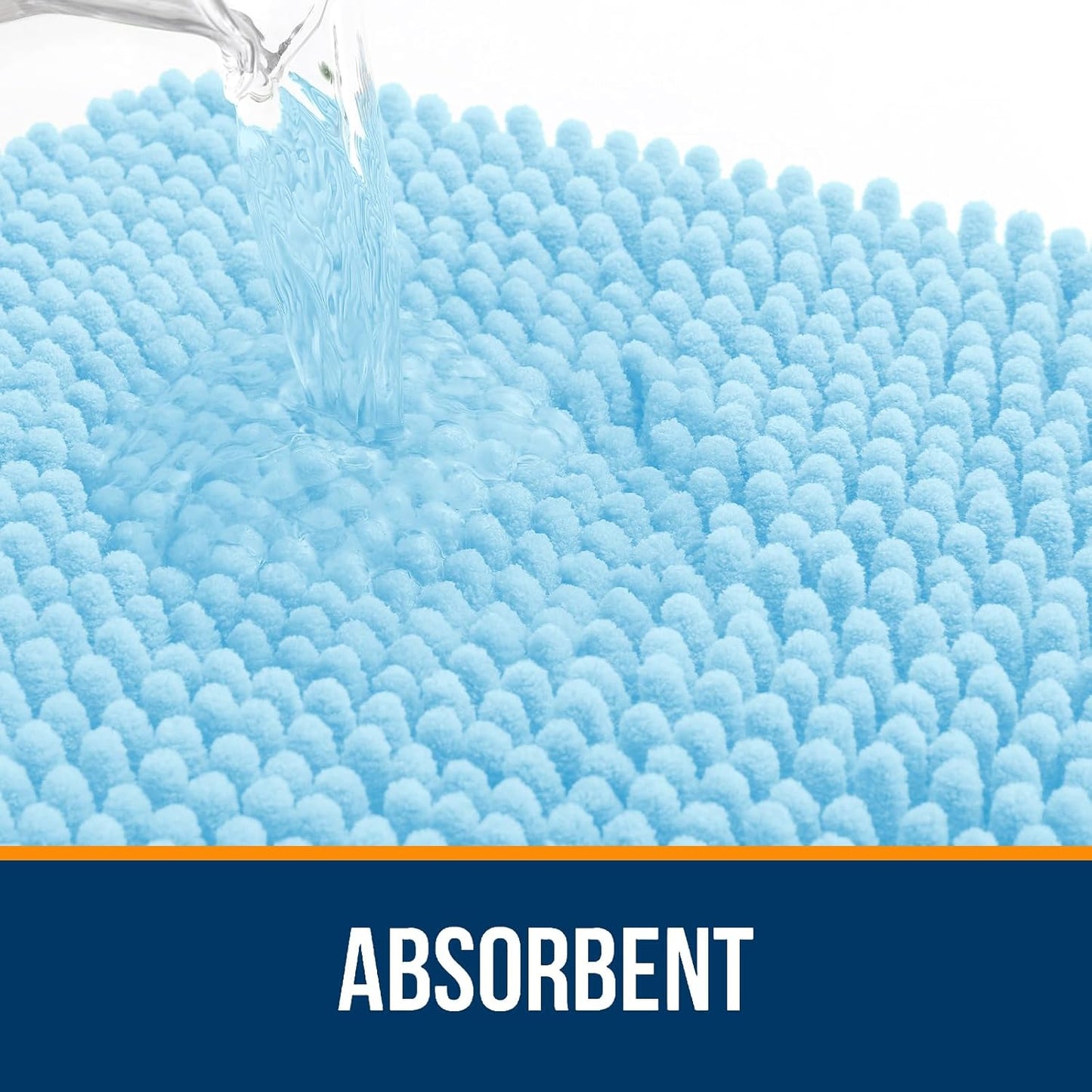 OLANLY Small Bathroom Rugs - Extra Soft Chenille Bath Mats | Quick Dry, Machine Washable, 24x16, Sky Blue