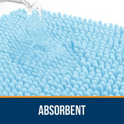 OLANLY Bathroom Rugs 70x24, Extra Soft Absorbent Chenille Bath Rugs, Rubber Backing Quick Dry, Machine Washable Bath Mats for Bathroom Floor, Tub and Shower, Home Decor Accessories, Sky Blue