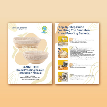 Skiennix Sourdough Bread Baking Set - 2 Pack Banneton Proofing Baskets (10" Round & Oval)