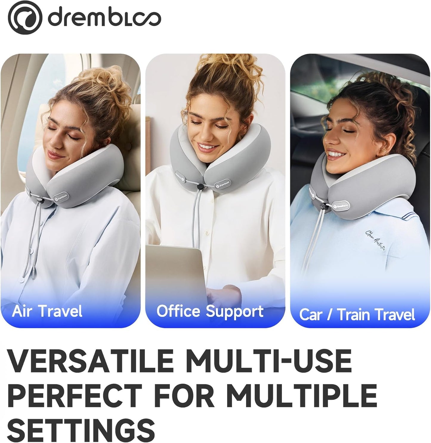 Skiennix Neck Pillow - CertiPUR-US® Memory Foam Cooling Travel Pillow | Adjustable & Breathable Design