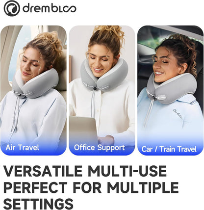 Skiennix Neck Pillow - CertiPUR-US® Memory Foam Cooling Travel Pillow | Adjustable & Breathable Design