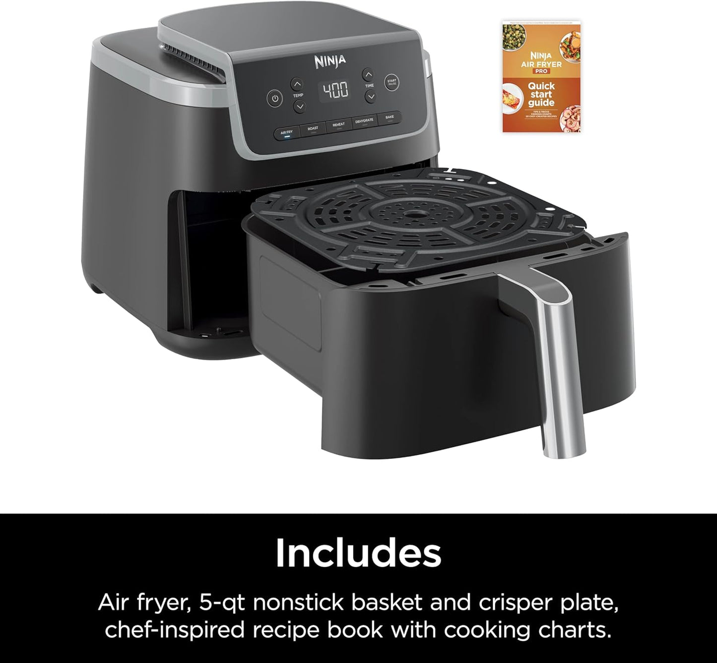 Ninja Air Fryer - 5 QT Capacity for Up to 4lbs of Fries | 5-in-1 Cooking Functions | Grey