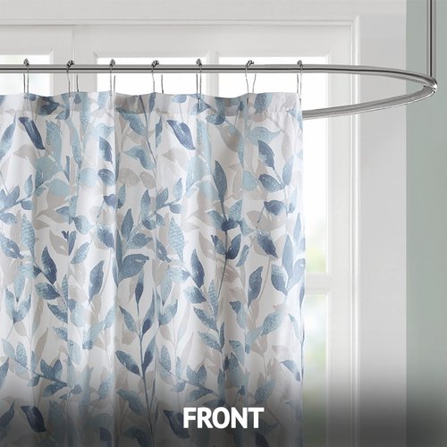 Madison Park Essentials Sofia Shower Curtain, Luxurious Botanical Print, Modern Serene Bathroom Décor, Machine Washable Bath Privacy Screen, 72x72, Multi Blue and Gray