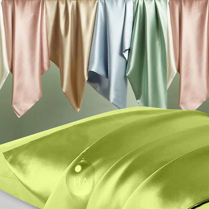 Mulberry Silk Pillowcases - Standard Size Silk Pillowcase for Hair & Skin | Olive Green with Zipper
