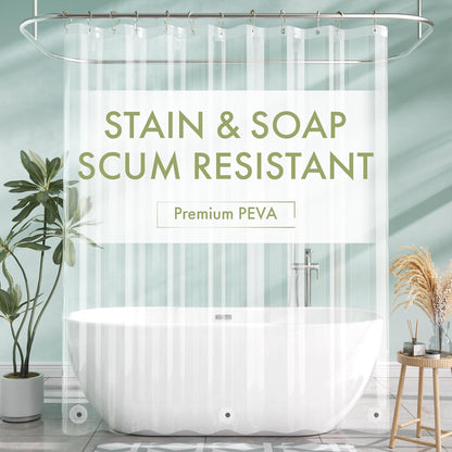 AmazerBath Shower Curtain Liner - Waterproof Clear PEVA with 3 Magnets & 12 Rustproof Grommets | 72x72 Inches