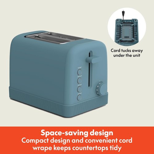 Bella 2 Slice Toaster - 6 Setting Shade Control with Reheat, Cancel & Bagel Functions | 900 Watt, Surf Color