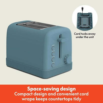 Bella 2 Slice Toaster - 6 Setting Shade Control with Reheat, Cancel & Bagel Functions | 900 Watt, Surf Color