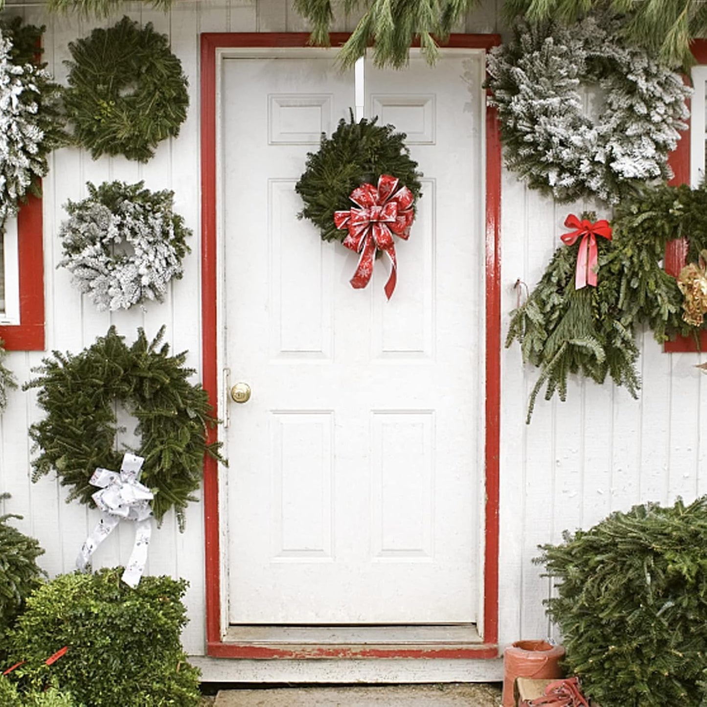 Skiennix Wreath Hanger - Adjustable 15 to 25 Inches | 20 lbs Capacity for Larger Doors - White