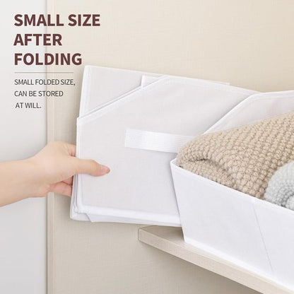 Homsorout Decorative Storage Baskets - Trapezoid Closet Bins with Handles | 3-Pack, White for Organization
