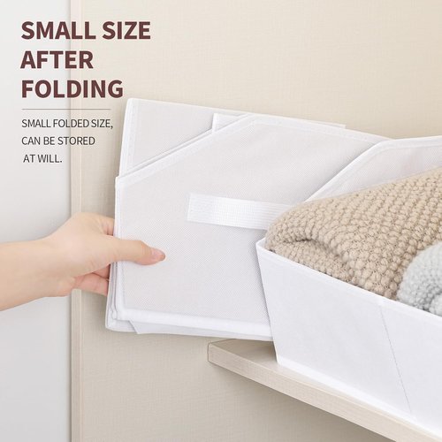 Homsorout Decorative Storage Baskets - Trapezoid Closet Bins with Handles, 8 Pack, White