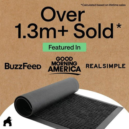 GORILLA GRIP Waterproof All-Season WeatherMAX Doormat - 72x24 Natural Rubber, Stain & Fade Resistant, Easy Clean Black Maze