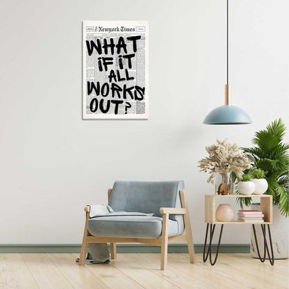 Drimiler Retro Black And White Newspaper Poster - Positive Affirming Canvas Wall Art | 24x36in Framed Decor