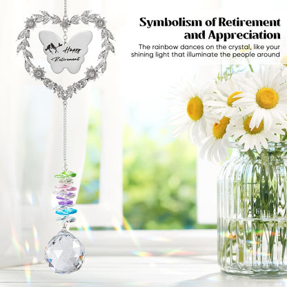 Skiennix Retirement Gift Sun Catcher - Heart-Shaped Rainbow Maker Ornament for 2025 Farewell