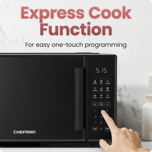 Chefman Microwave Oven - 0.9 Cu. Ft. Capacity, 900 Watts, 10 Power Levels & 6 Cooking Presets - Black