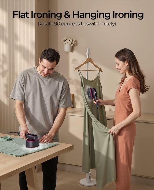 YOZLNFO Travel Steamer for Clothes Adequate Portable: 2-in-1 Mini Handheld Garment Steamer Iron - 15s Heat Up & 5 Adjustable Steam - Large Ceramic Panel - 110-120V