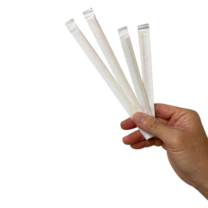 KingSeal Individually Paper Wrapped Bamboo Coffee Stir Sticks, 5.5 inches, Square End, 100% Renewable and Biodegradable - 2 Boxes of 500 Stirrers Each