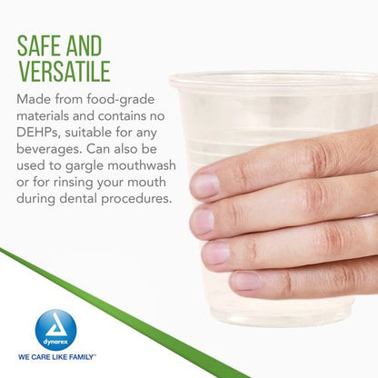 Dynarex Disposable Clear Drinking Cups - Single Use Plastic Cups for Office, Hospital, Clinic - Beverage Containers with Rolled Rim, Ribbed Center - 7oz, Bulk Supplies Box of 100