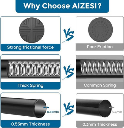 AIZESI Tension Rod - Adjustable 24 to 46 Inch Black Curtain Rod | No Drilling for Windows & Doorways