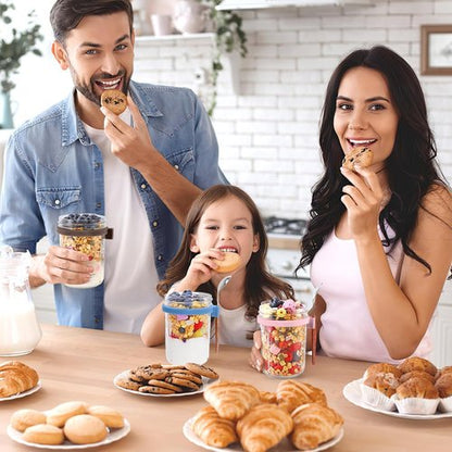 Glass Mason Jars by [Brand Name] - 16 oz Overnight Oats Containers with Airtight Lids & Spoons - 6 Pack