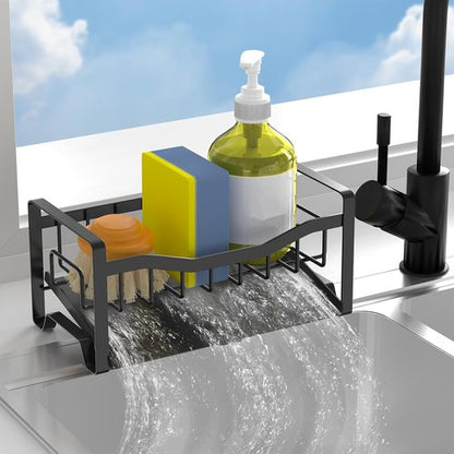 Maifan Stainless Steel Kitchen Sink Caddy - Auto Drain Tray & Sponge Holder for Countertop Storage
