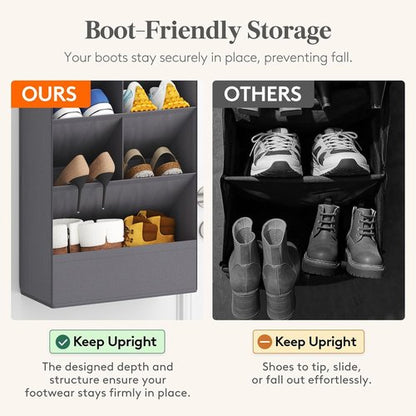 Lifewit 6-Tier Over The Door Shoe Organizer - 11 Deep Pockets for Up to 12 Pairs - Gray Fabric Storage Solution